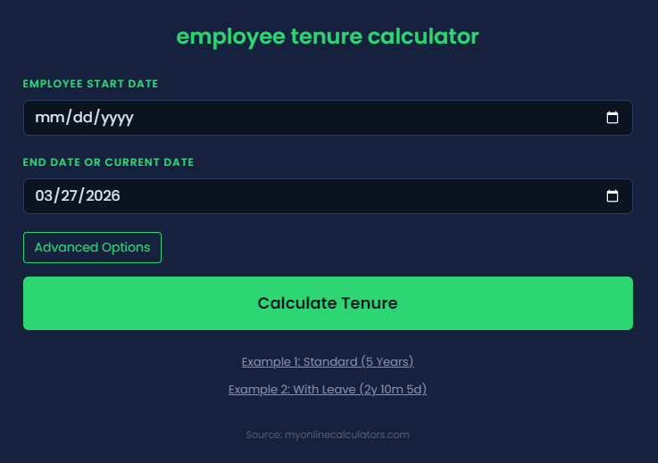 Employee Tenure Calculator